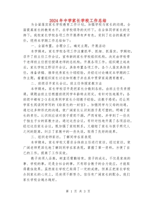 2018年中学家长学校工作总结