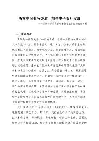 拓宽中间业务渠道加快电子银行发展(扬子农商行)