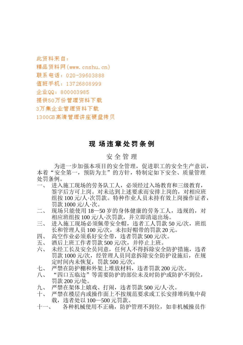 现场违章处罚制度_第1页