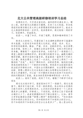 北大公共管理高级研修培训学习总结