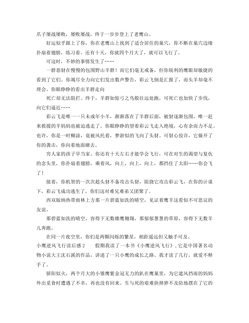小鹰逆风飞行读后感 _第2页