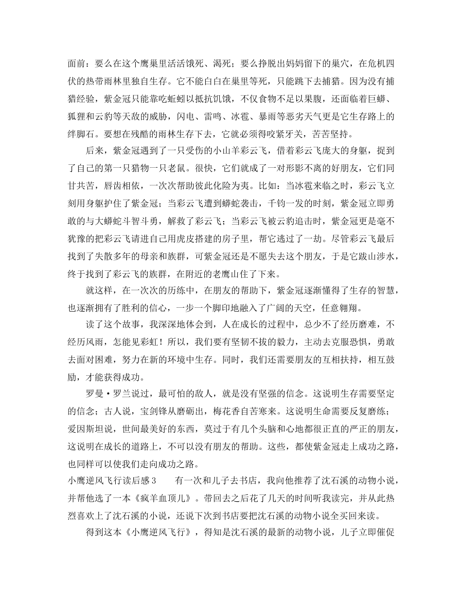 小鹰逆风飞行读后感 _第3页