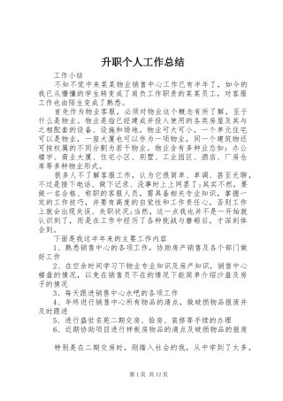 升职个人工作总结