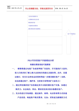 POLO汽车的客户升级理论分析