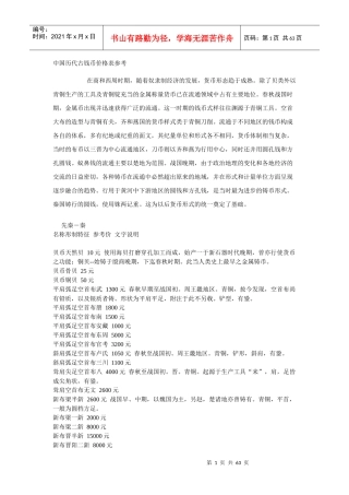 中国历代古钱币价格表参考