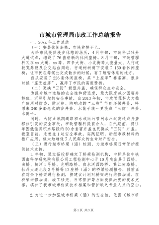 市城市管理局市政工作总结报告