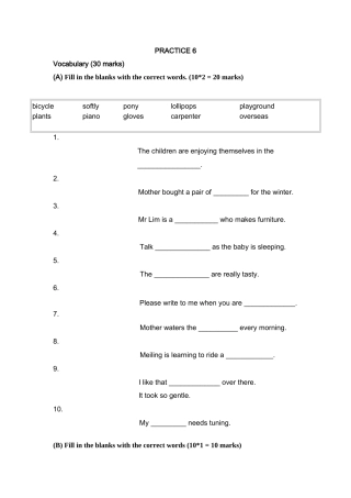 新加坡小学一年级英语试PRACTICE 62 