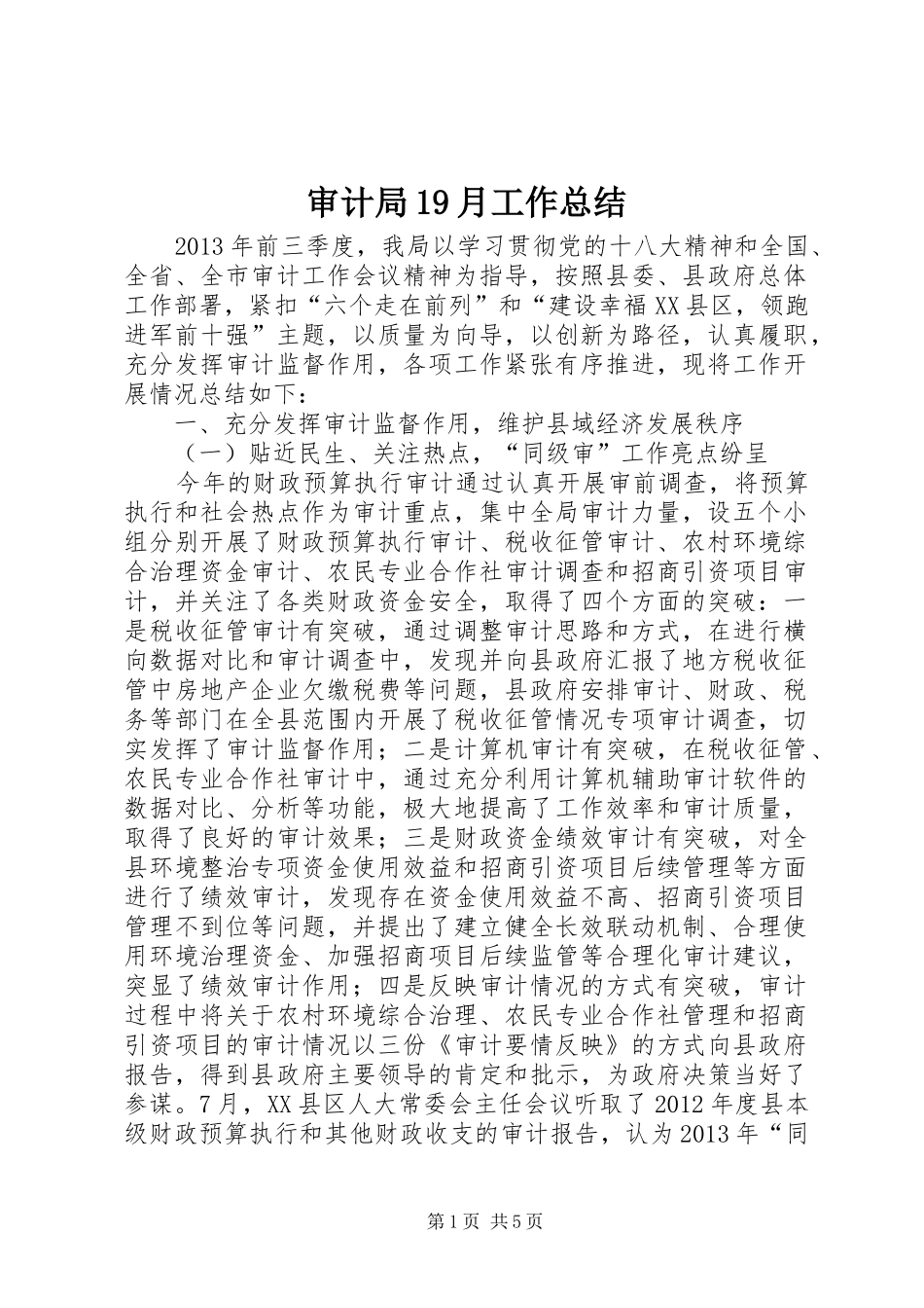 审计局19月工作总结_第1页