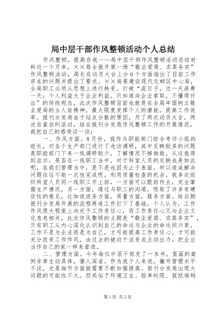 局中层干部作风整顿活动个人总结