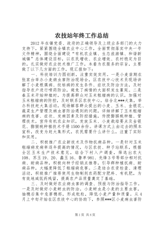 农技站年终工作总结