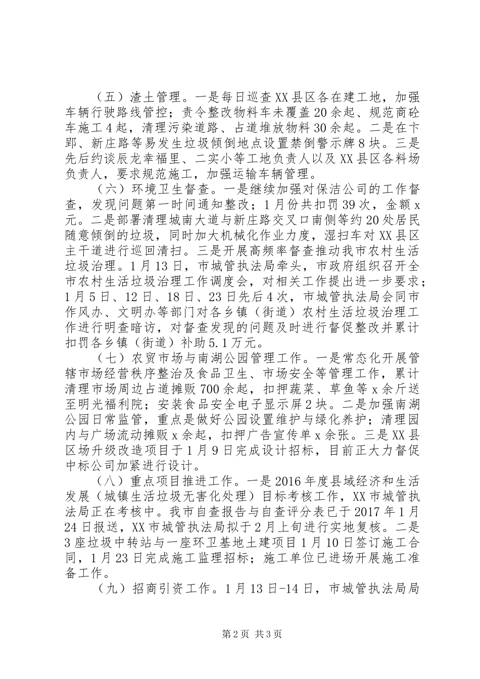 市城管执法局XX年1月份工作总结_第2页