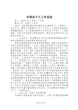 年税务个人工作总结
