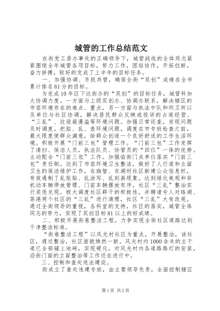 城管的工作总结范文