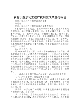 农村小型水利工程产权规章制度细则改革宣传标语