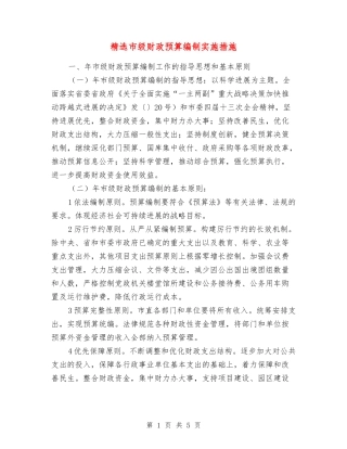 市级财政预算编制实施措施