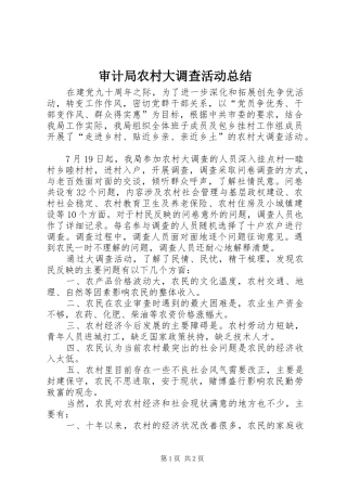 审计局农村大调查活动总结