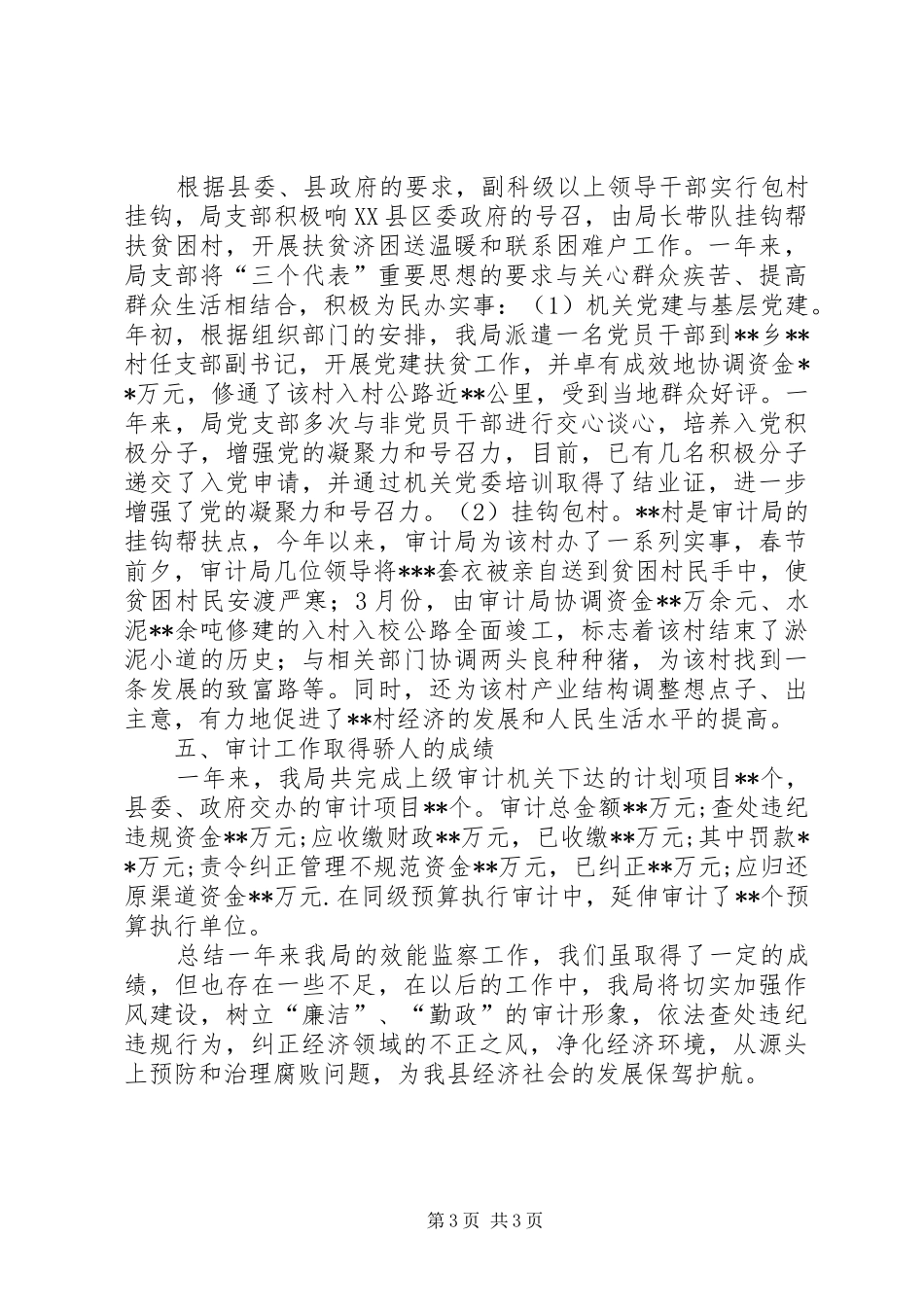 审计效能监察年度工作总结_第3页