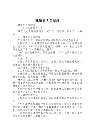 建筑五大员管理规章制度