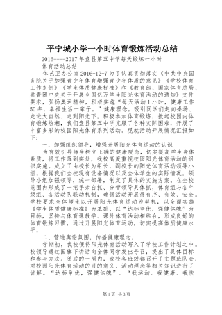 平宁城小学一小时体育锻炼活动总结_4