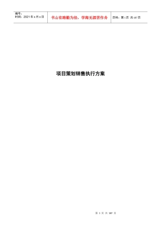 XX水语项目策划销售执行方案