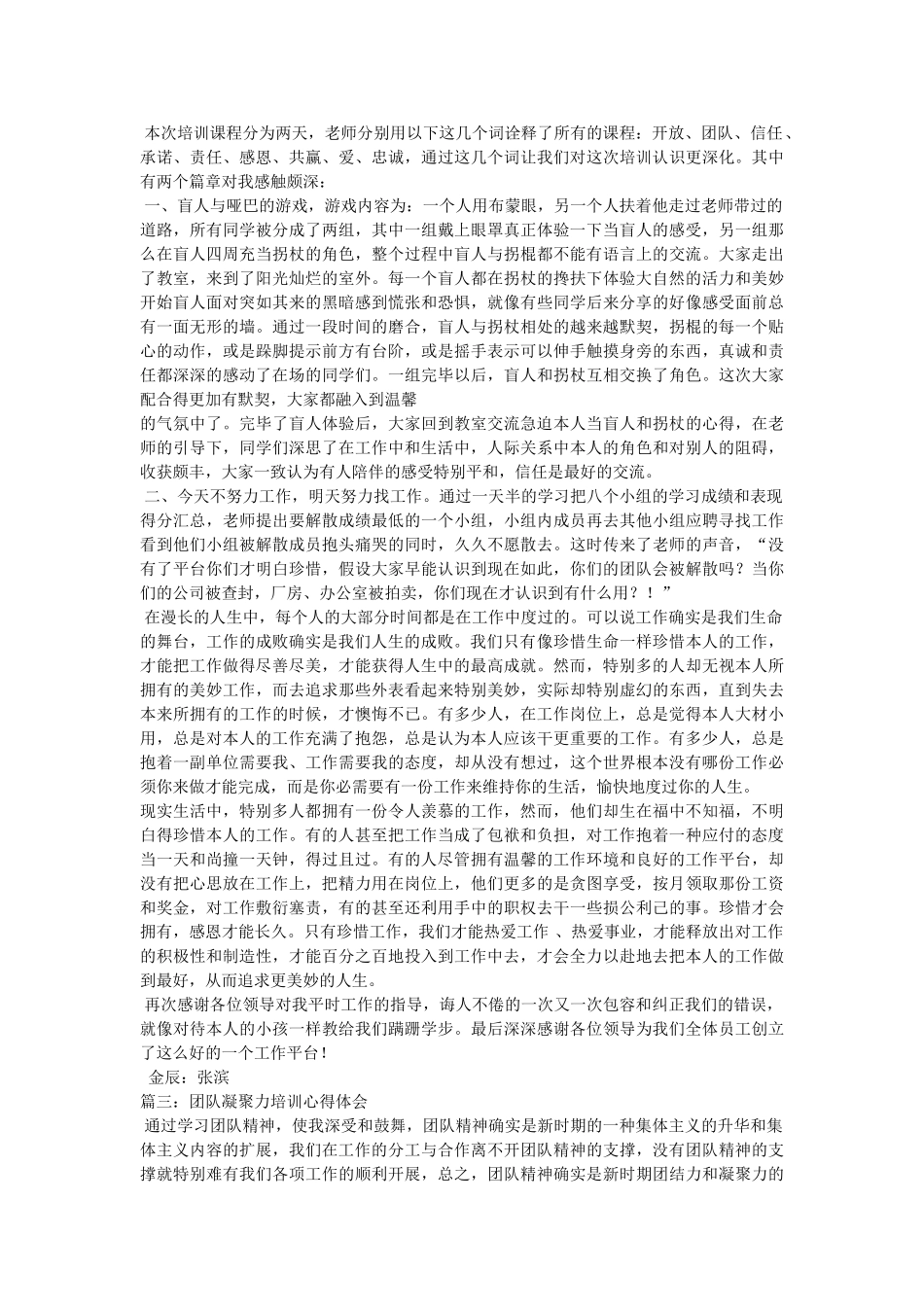 团队凝聚力培训心得 _第3页