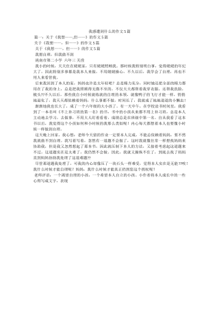 我感受到什么的作文5篇 