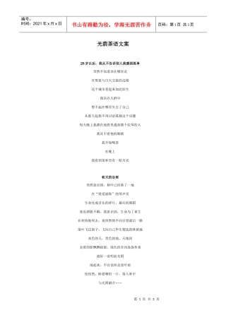 广告文案类-经典文案光荫茶语文案案例