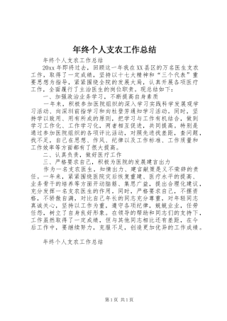 年终个人支农工作总结