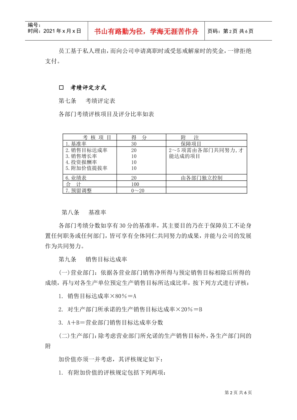 家电行业绩效奖金制度_第2页