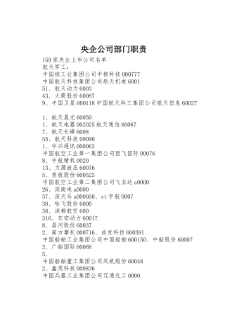 央企公司部门职责要求