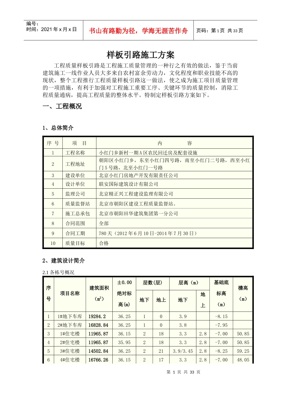 农民回迁房及配套设施工程样板施工方案_第3页