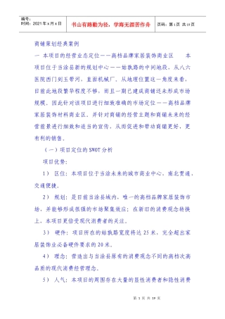 商铺经典策划案例