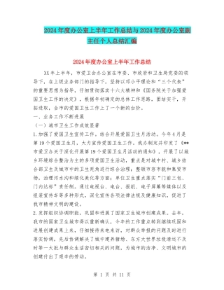 2024年度办公室上半年工作总结与2024年度办公室副主任个人总结汇编