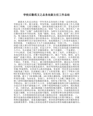 学校后勤范文总务处副主任工作总结 