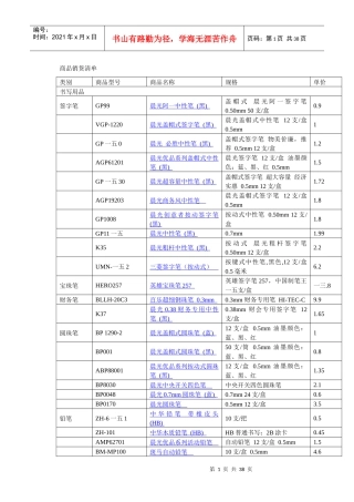 办公用品清单及价格培训资料