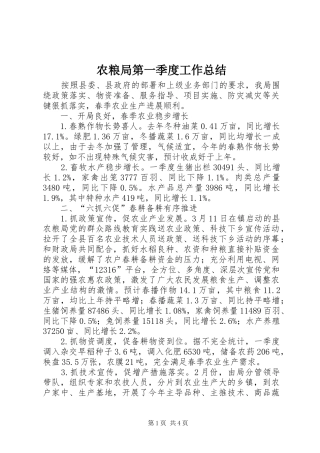农粮局第一季度工作总结
