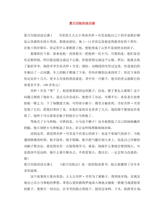 夏日历险的读后感 