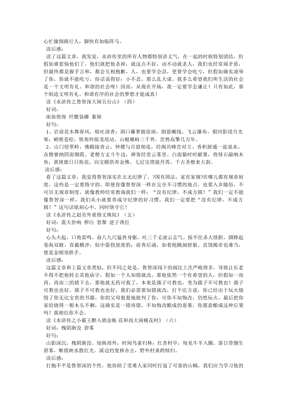 水浒传读书心得参考 _第2页