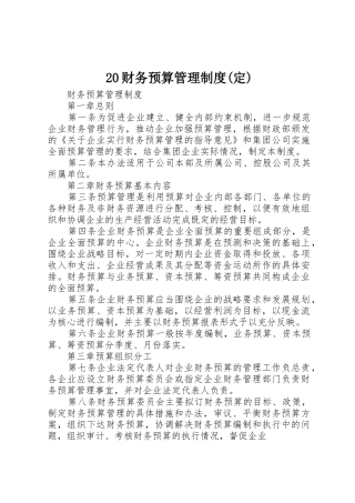 财务预算管理规章制度细则(定)