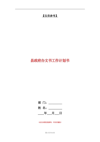 县政府办文书工作计划书