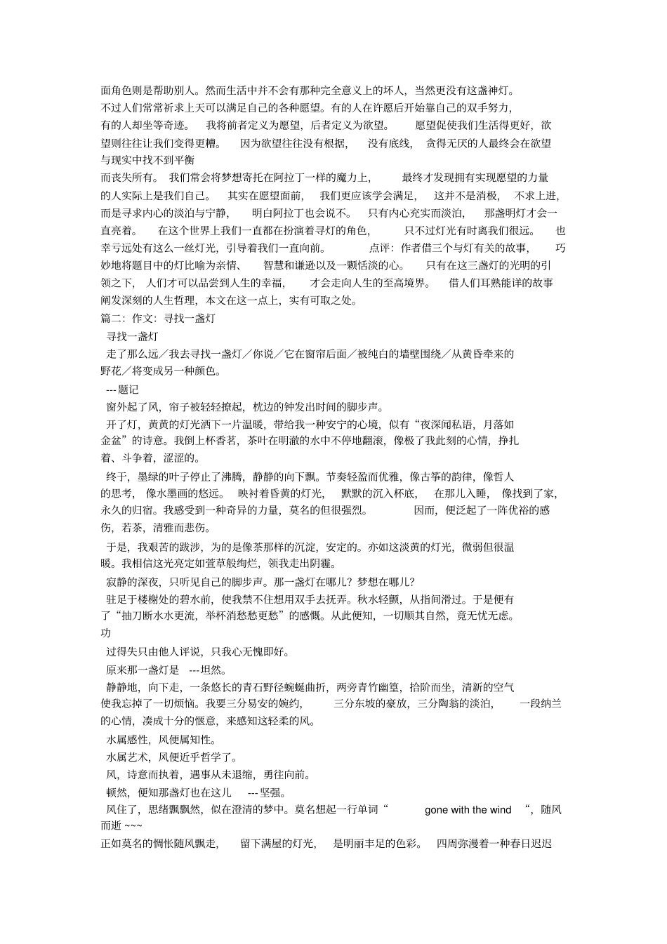 寻找一盏灯作文_第2页