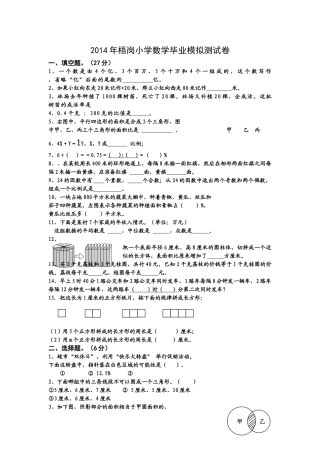 梧岗小学数学毕业模拟测试题 