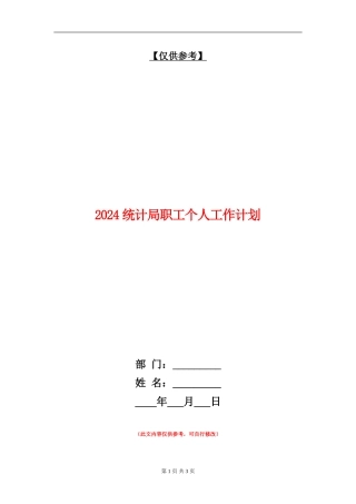 2024统计局职工个人工作计划