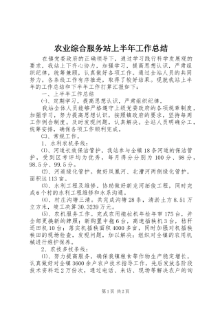 农业综合服务站上半年工作总结