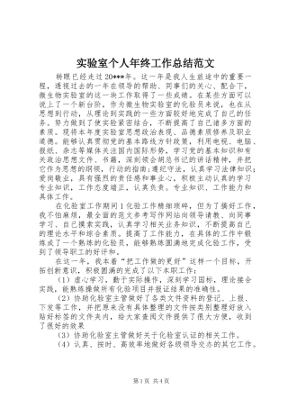 实验室个人年终工作总结范文