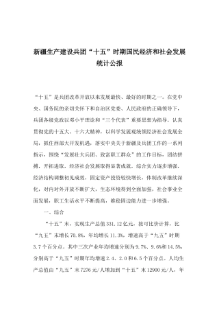 新疆生产建设兵团“十五”时期国民经济和社会发展统计公报( 13)