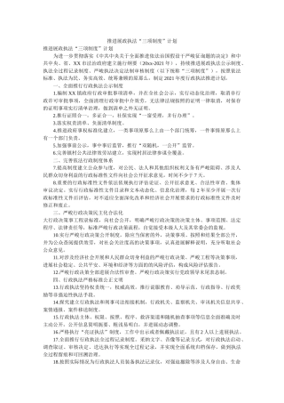推进行政执法“三项制度”计划 