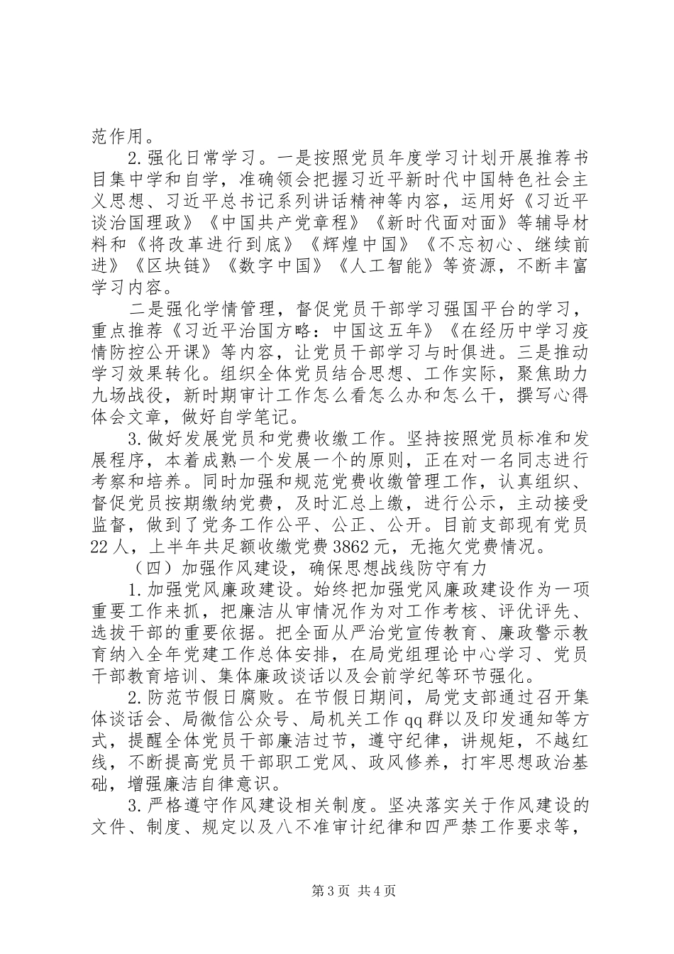 审计局党支部XX年上半年党建工作总结_第3页