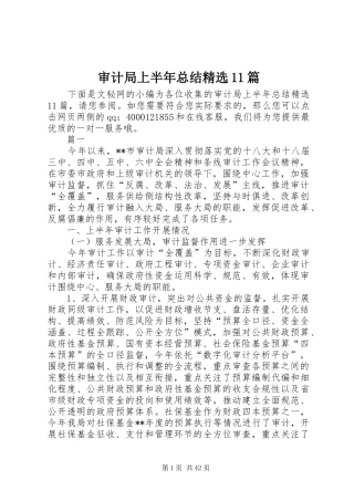 审计局上半年总结精选11篇