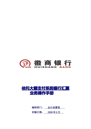 依托大额支付系统银行汇票业务操作必备手册